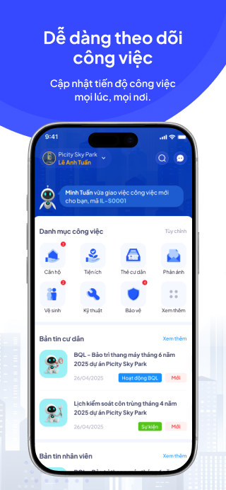 PiCare MS dễ dàng theo dõi công việc