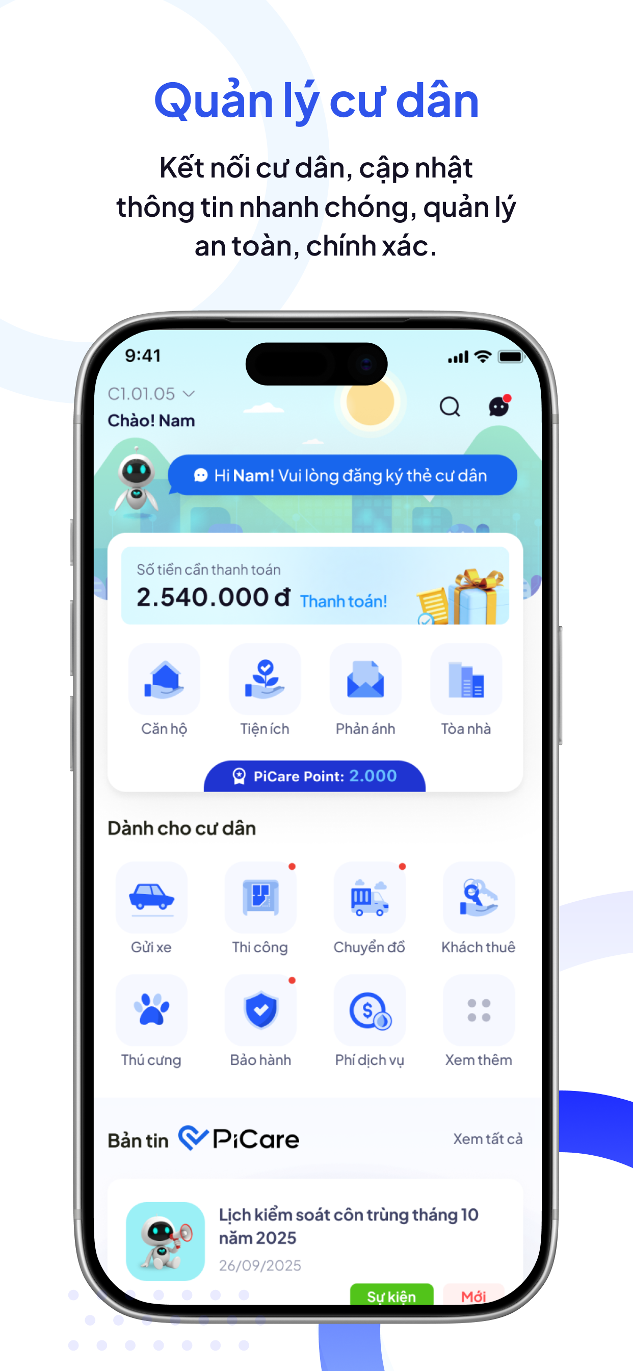 PiCare quản lý cư dân